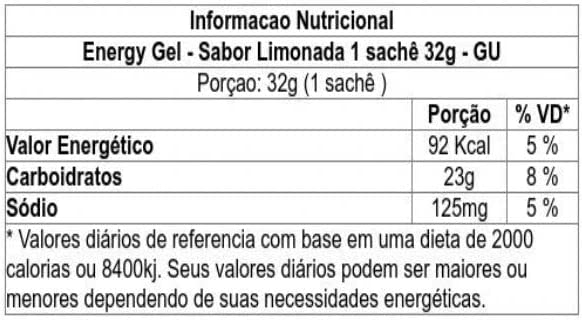 Gu energy gel - Limonada | Sachê 32g