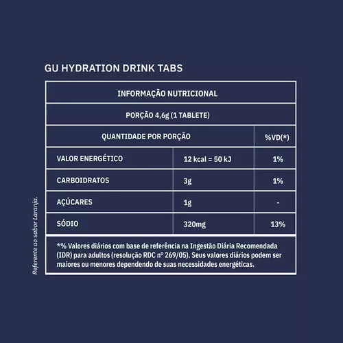 GU Energy tabs - Efervescente - Laranja - Tubo c/ 12 und