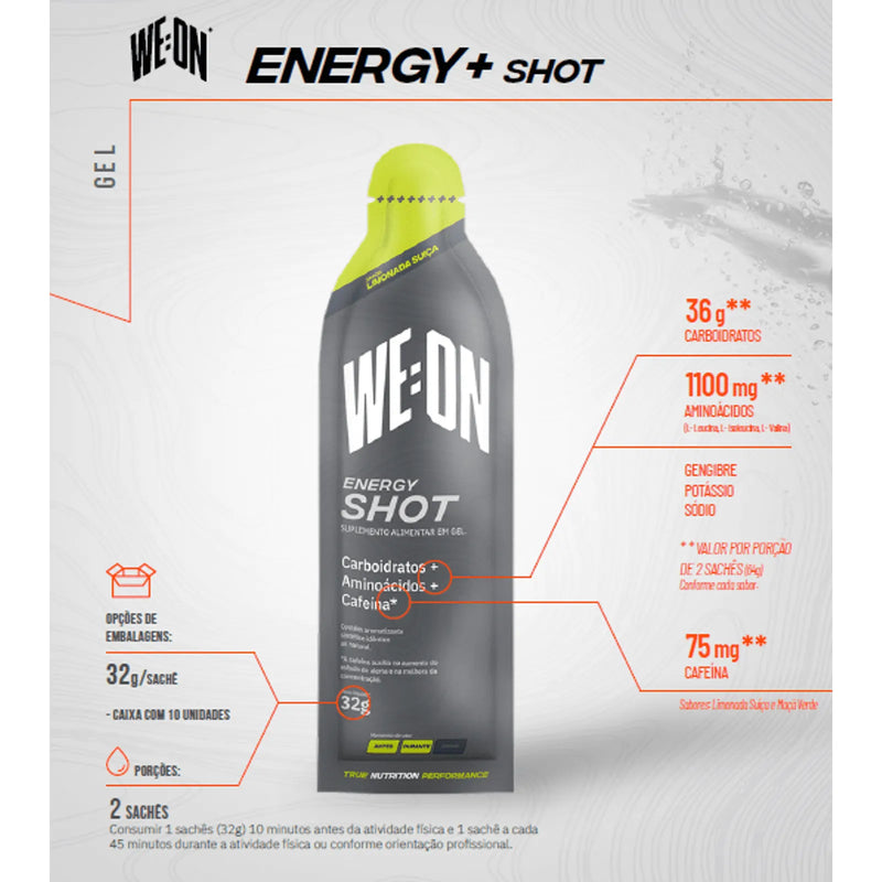 Energy Shot - Sabor Frutas Amarelas - Sem cafeína - Suplemento em gel